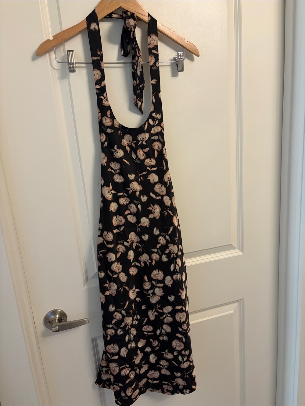 Vici Black Halter Backless Floral Maxi Dress